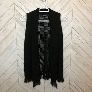 Girl's   Black  George Crochet  Knit Fringe Sweater